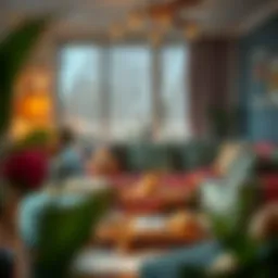 A cozy living room featuring a funny photo blanket with vibrant colors and amusing designs.