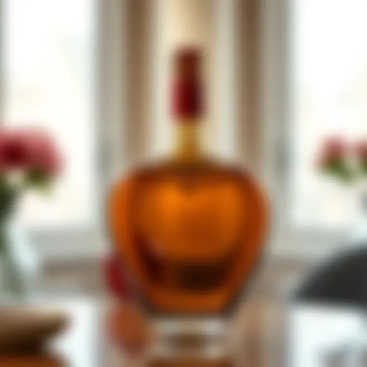 Heart-Shaped Bottle in a Decorated Space A heart-shaped bottle used in a decorative setting