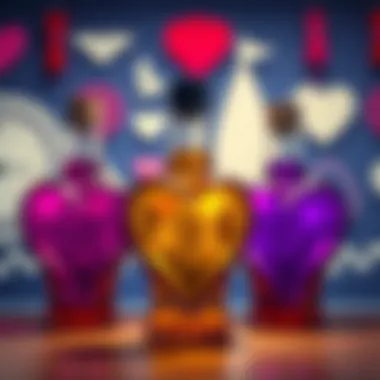 Cultural Significance of Heart-Shaped Bottles Heart-shaped bottles set against a backdrop of cultural symbols