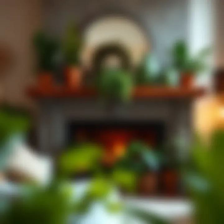 Notable Integrating Fake Plants into Fireplace Decor