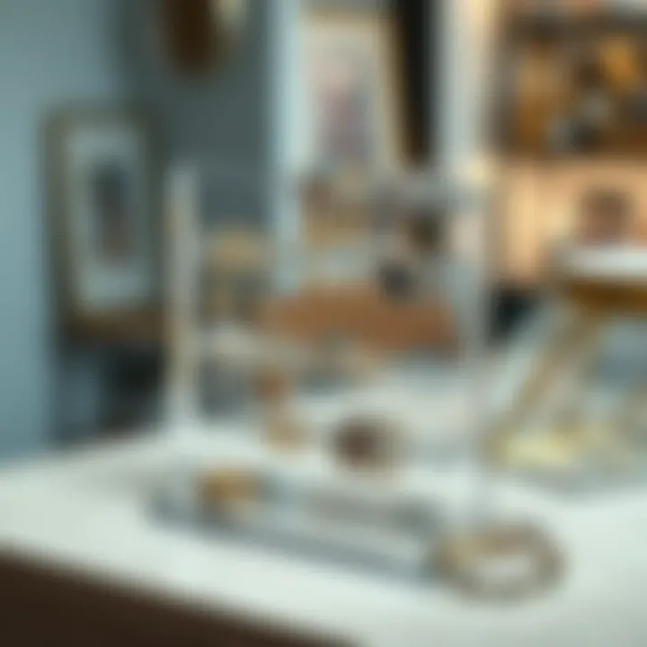 Stylish acrylic organizer showcasing rings and bracelets