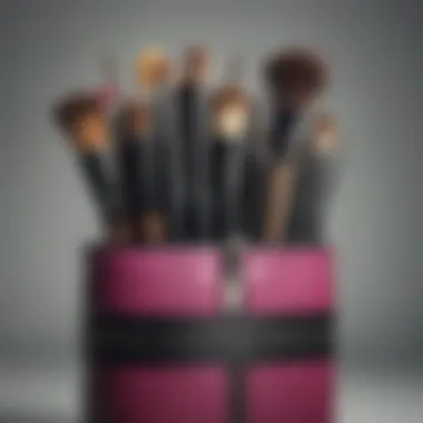 Various types of makeup brush zipper cases arranged aesthetically