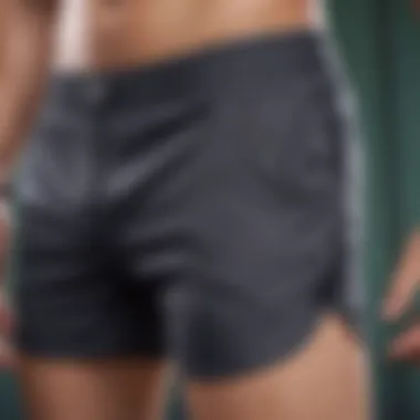 Close-up of zipper pocket functionality in running shorts