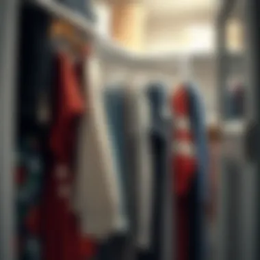 Organized closet featuring hanging clothing storage bags