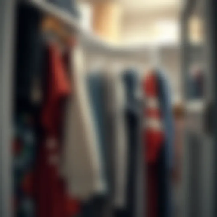 Organized closet featuring hanging clothing storage bags