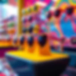 Colorful heart sunglasses displayed against a vibrant backdrop