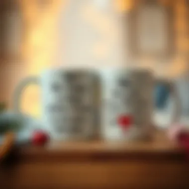 Artistic representation of Mr and Mrs mugs featuring sentimental quotes.