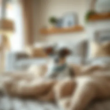 Pet enjoying a plush blanket in a living room setting