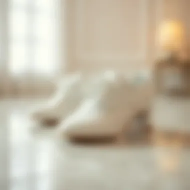 Elegant all-white leather nursing shoes on a polished surface