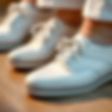 Close-up view showcasing the stitching details of nursing shoes
