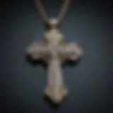 Intricate rhinestone cross pendant with detailed craftsmanship