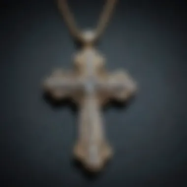 Intricate rhinestone cross pendant with detailed craftsmanship