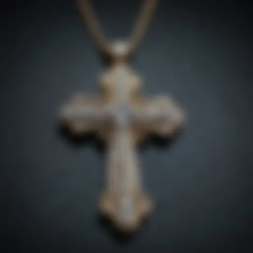 Intricate rhinestone cross pendant with detailed craftsmanship