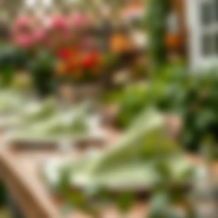 Sage green napkins used in a garden-themed event