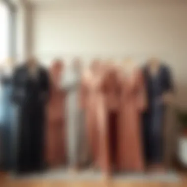 Various styles of silk sleepwear displayed together