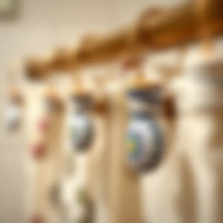 Luxurious ceramic shower curtain hooks displaying artistic patterns