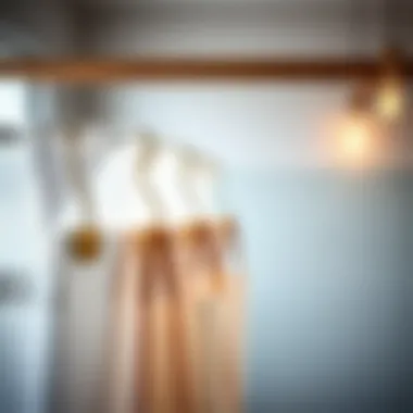 Stylish wooden shower curtain hooks adding a natural touch