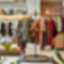 Elegant spinning clothes rack showcasing a variety of garments