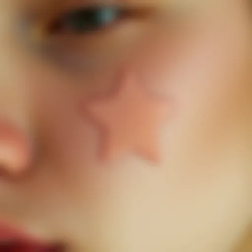 Star-Shaped Acne Patch Application Close-up of star-shaped acne patch on skin