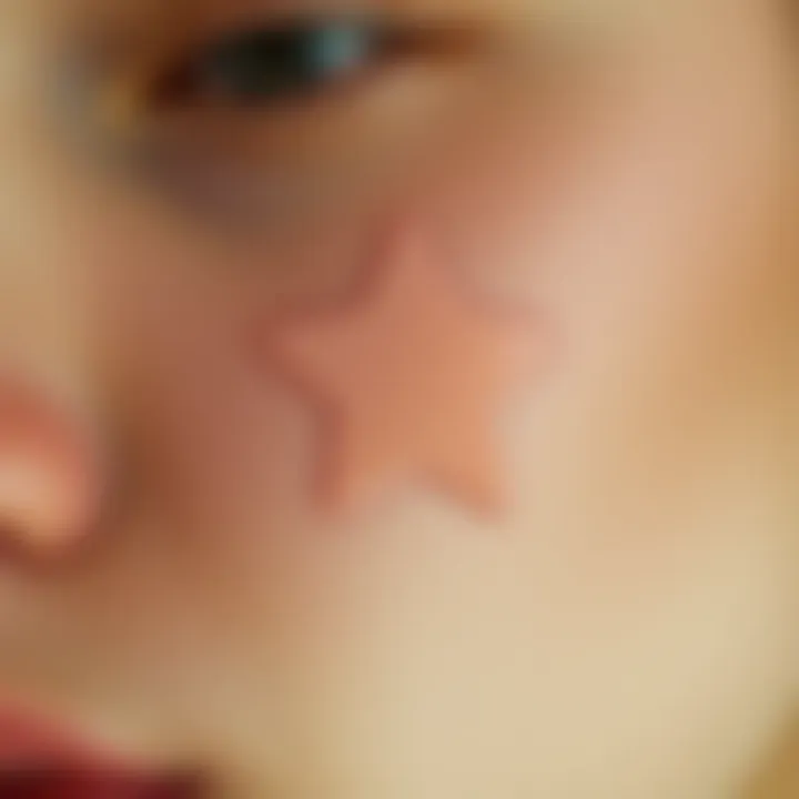 Star-Shaped Acne Patch Application Close-up of star-shaped acne patch on skin