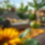 Elegant sunflower outdoor rug enhancing garden aesthetics