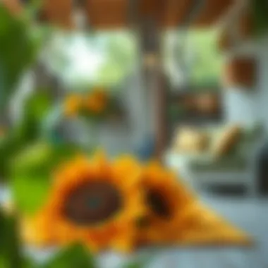 Durable materials of sunflower rug suitable for outdoor use