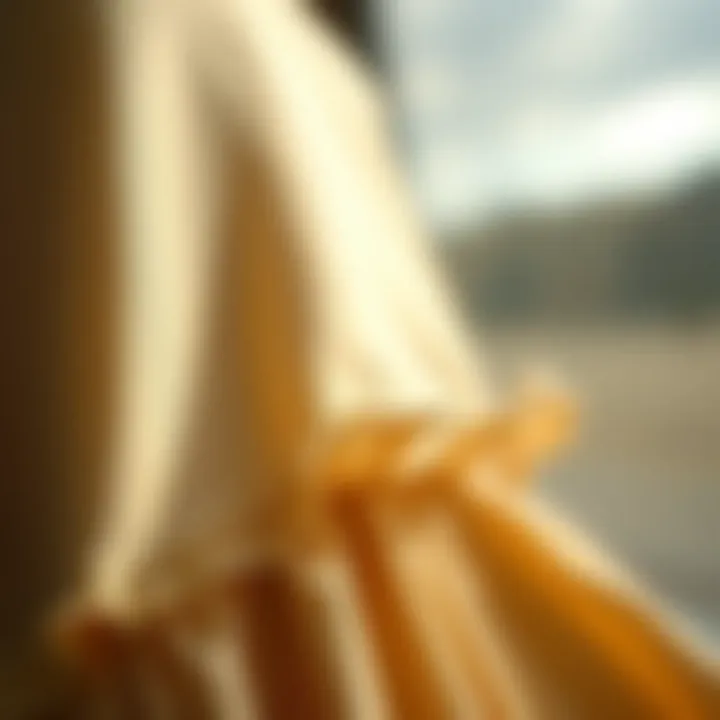 Close-up of sustainable fabric used in modern dress designs.