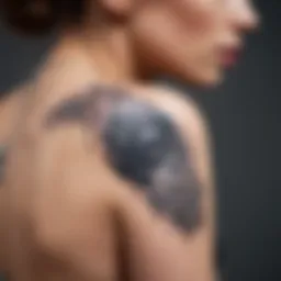 Detailed view of tattoo concealing tape on skin