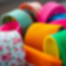 Close-up of various tennis sweat bands displaying unique textures and colors.