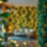 Elegant indoor setting featuring faux ivy with twinkling lights