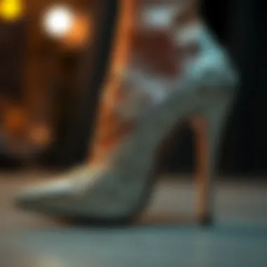 Close-up of the detailing on a budget heel