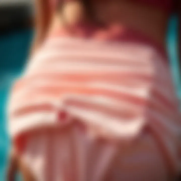 Close-up of fabric texture in a ruched swimsuit