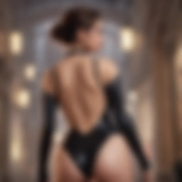 Stylishly layered outfit featuring the open back thong bodysuit