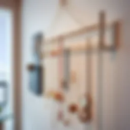 Elegant necklace wall rack displaying an array of jewelry pieces