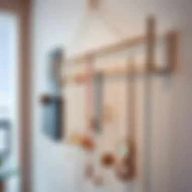 Stylish Necklace Wall Rack Elegant necklace wall rack displaying an array of jewelry pieces