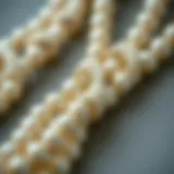 A close-up view of beautifully knotted pearl strands showcasing intricate craftsmanship.