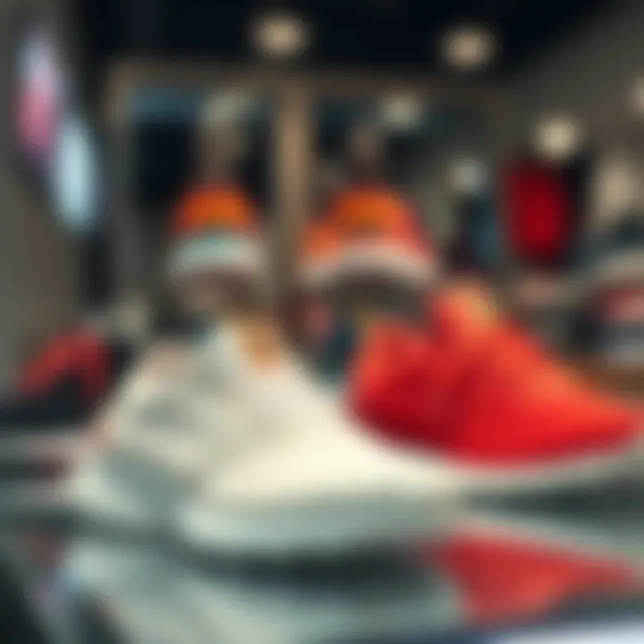 Diverse styles of laceless running shoes on display