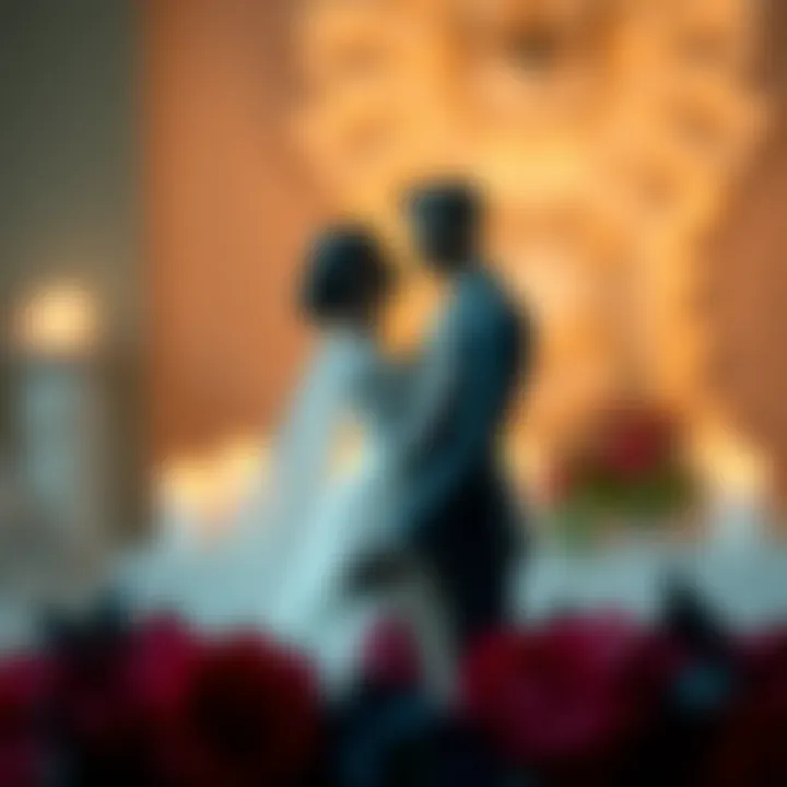 Artistic representation of love with a black bride and groom cake topper