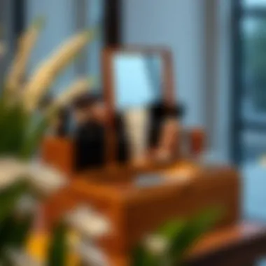 Luxurious wooden makeup storage solution with sophisticated finishes