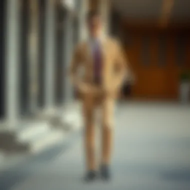 Elegant straight leg suit pants paired with complementary accessories