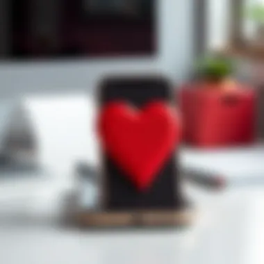 Stylish heart phone case on a sleek modern desk
