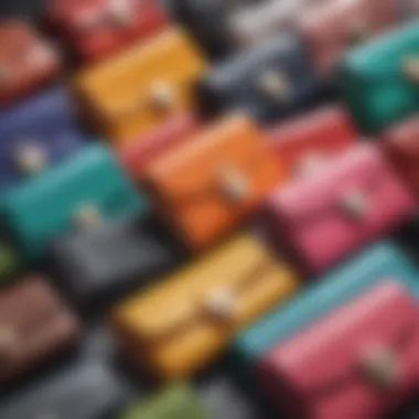 An assortment of colorful kiss lock wallets displayed together