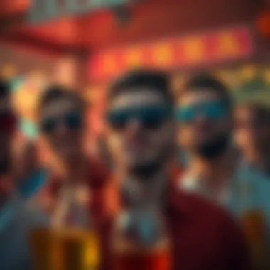 Group of friends wearing sunglasses at a party