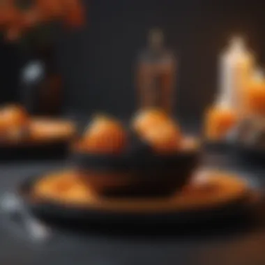 Elegant black and orange plastic plates for festive dining