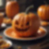 Creative pumpkin-themed plastic plates for Halloween