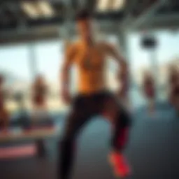 Dynamic fitness scene showcasing sauna pants in action