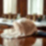 Silk bonnet resting elegantly on a vanity