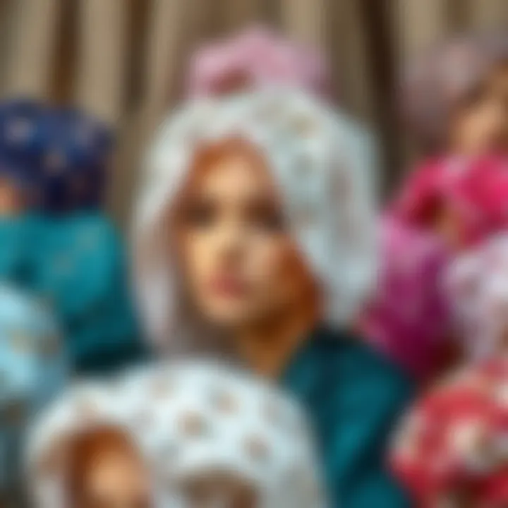 Diverse Silk Bonnet Styles Silk bonnets displayed in various colors and patterns