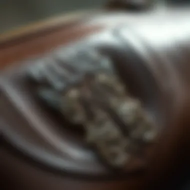 Elegant Leather Detail Close-up of leather texture and monogram