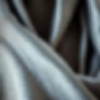 Texture Details of the Silver Metallic Scarf Close-up of the fabric texture of a silver metallic scarf